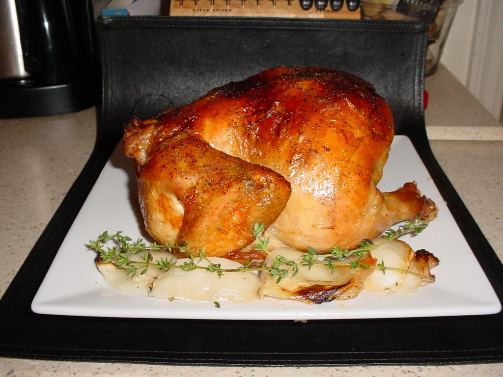 Whole Roasted Chicken with Onions and Thyme